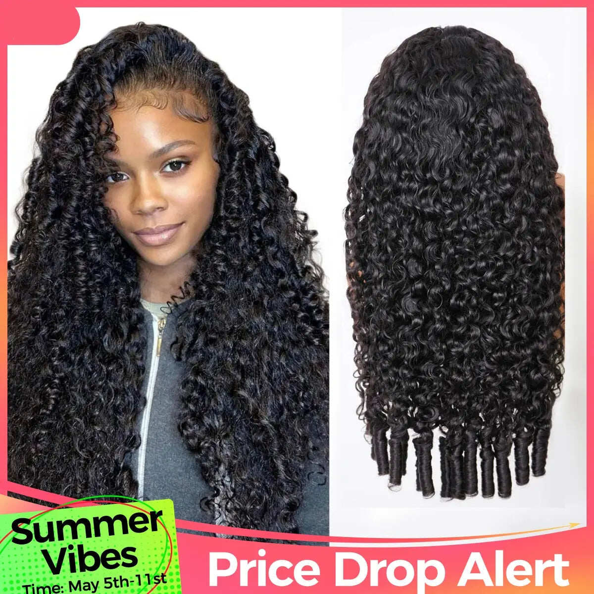 Full Burmese Curly 13x6 Lace Frontal Glueless Wigs #4 Chocolate Brown Color 220% Density Water Wave Virgin Human Hair Wigs Pre Plucked Natural Hairline #SummerVibes