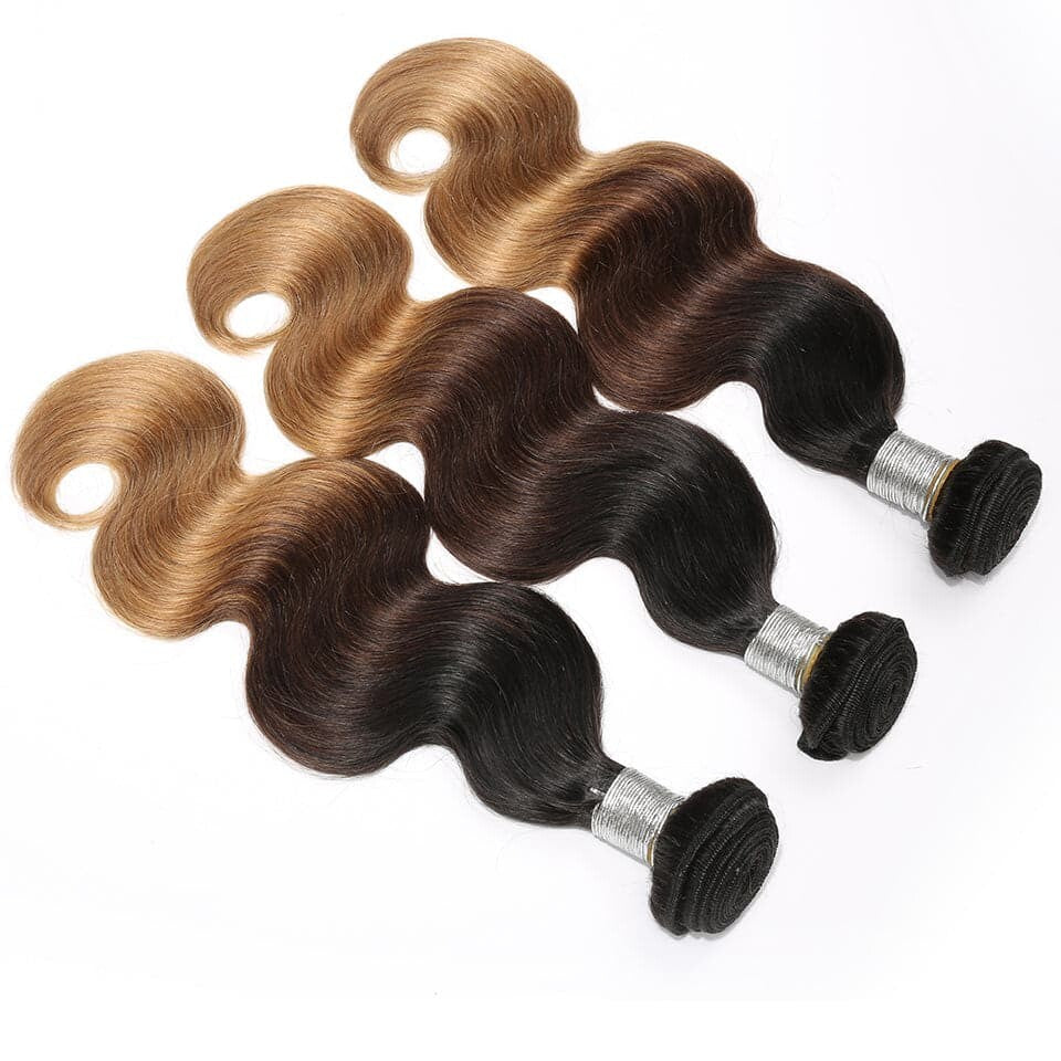 Ombre Color 1b/4/27 Body Wave 3 Bundles Virgin Hair