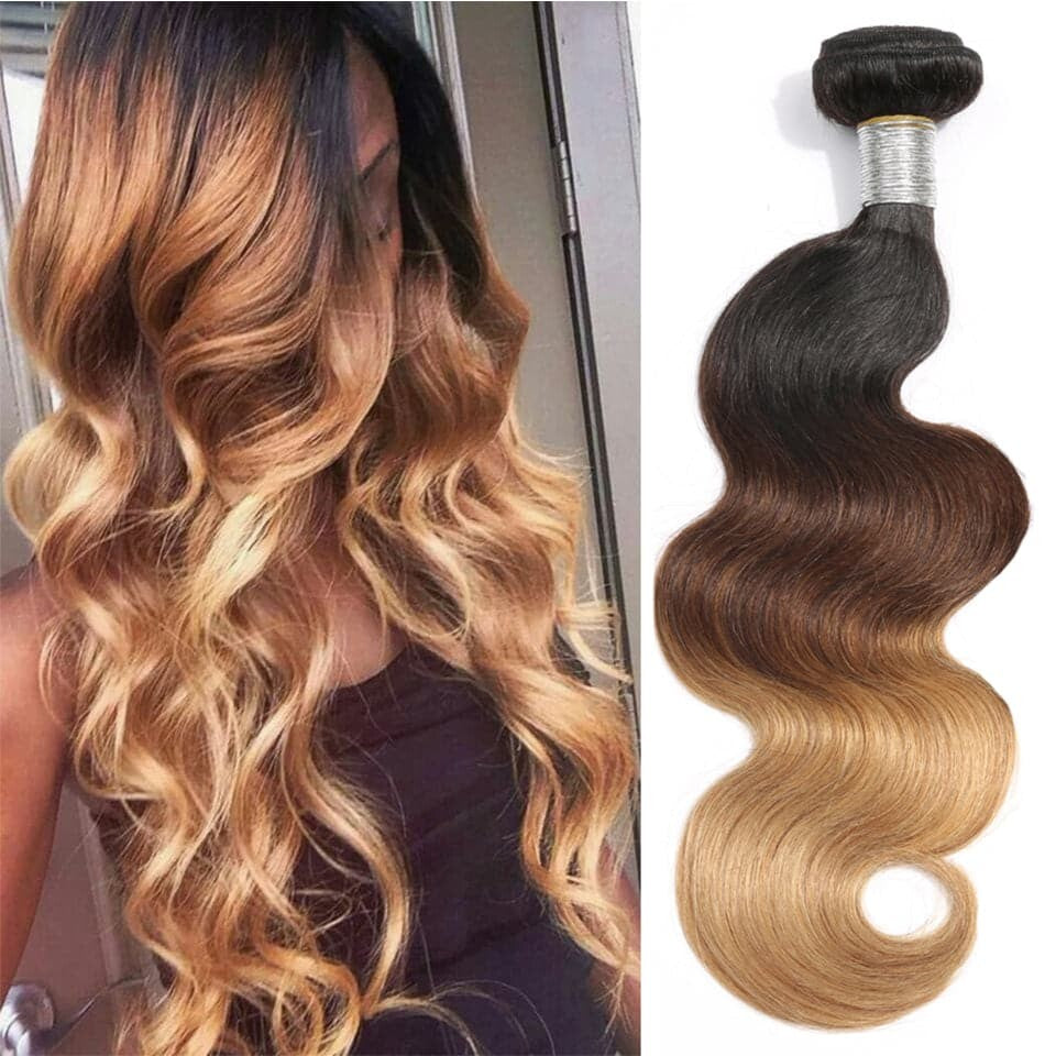 Ombre Color 1b/4/27 Body Wave 3 Bundles Virgin Hair