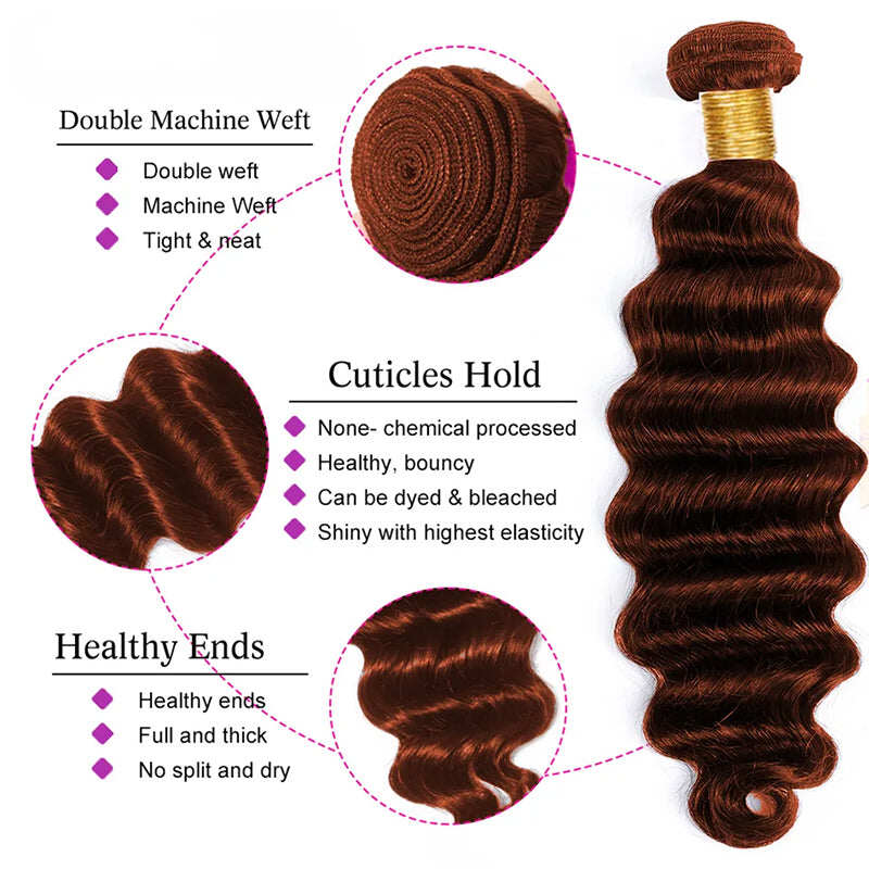 #33 loose deep 3 Bundles With 4X4 Transparent Lace Closure Human Hair(No Code Need)