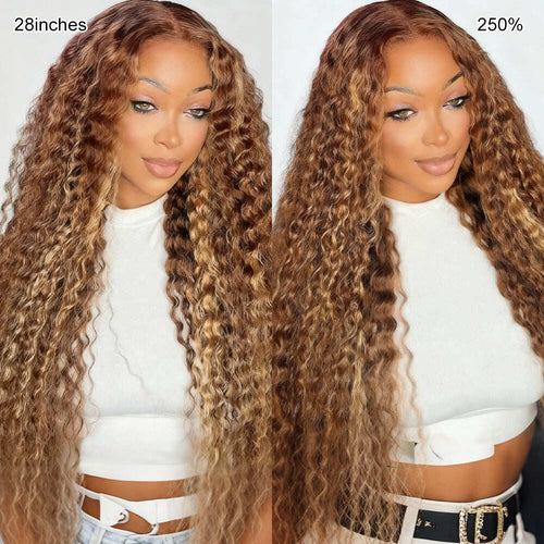 Pull & Go Glueless Wig 13x6 Highlight 4/27 Color Deep Wave Invisible Knots Natural Hairline