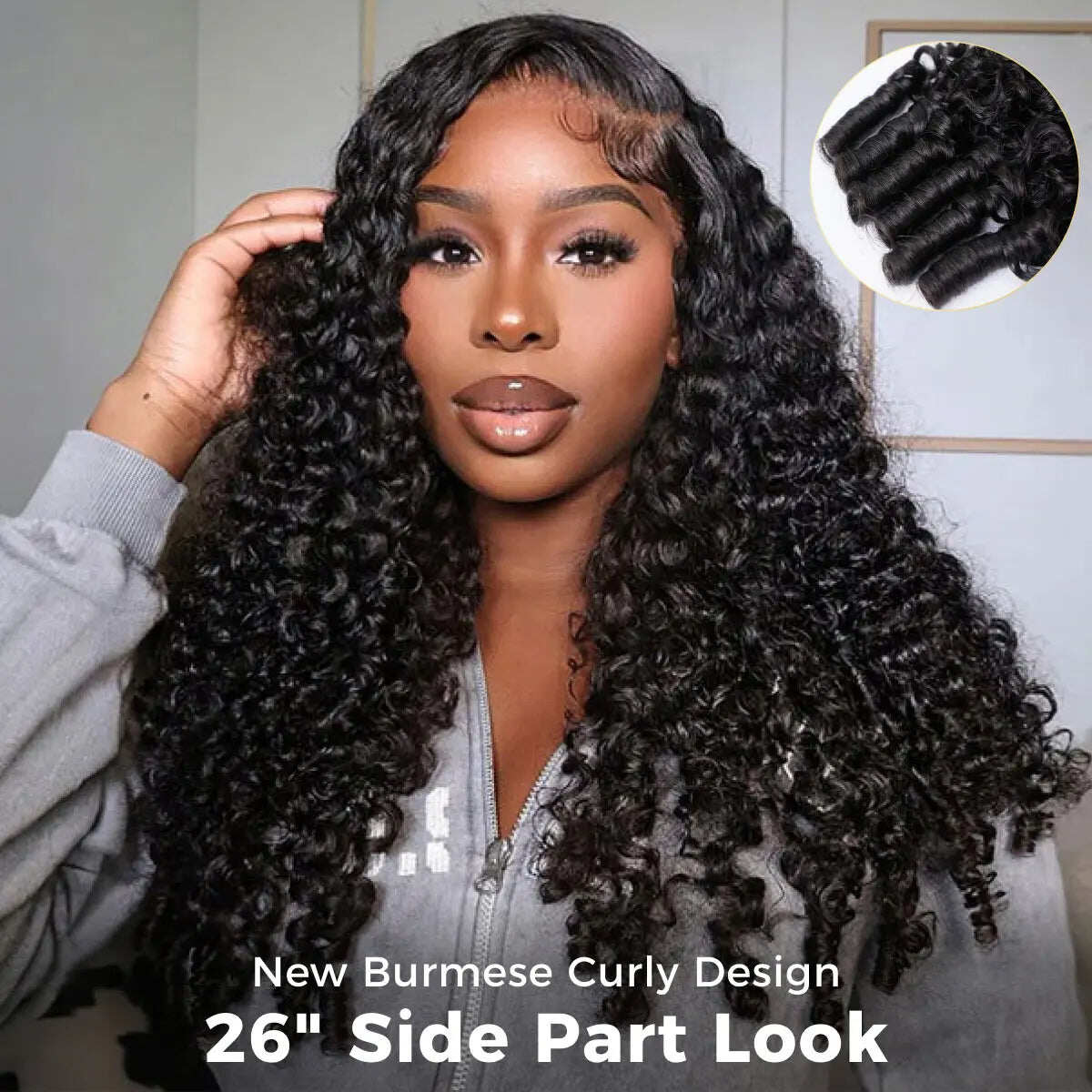 Full Burmese Curly 13x6 Lace Frontal Glueless Wigs #4 Chocolate Brown Color 220% Density Water Wave Virgin Human Hair Wigs Pre Plucked Natural Hairline #SummerVibes
