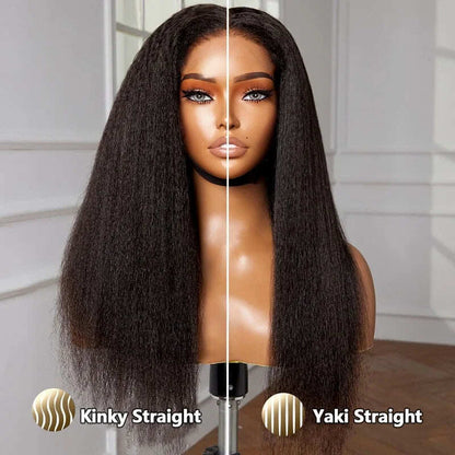 4C Edge Kinky Straight  360 HD Invisible Lace Frontal  Human Hair Wig With Super Natural Hairline