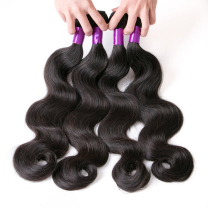(B1) Body Wave 4 Bundles With 4X4 Transparent Lace Closure Brazilian Human Hair