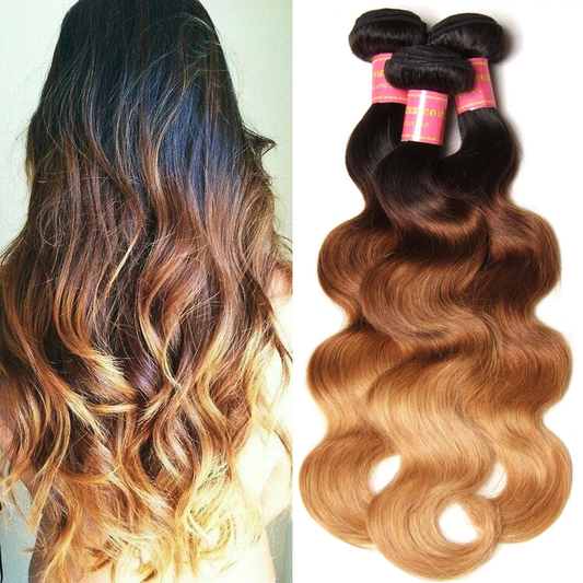 Ombre Color 1b/4/27 Body Wave 3 Bundles Virgin Hair