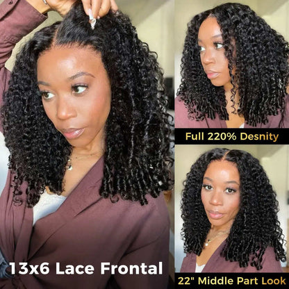 Full Burmese Curly 13x6 Lace Frontal Glueless Wigs #4 Chocolate Brown Color 220% Density Water Wave Virgin Human Hair Wigs Pre Plucked Natural Hairline #SummerVibes