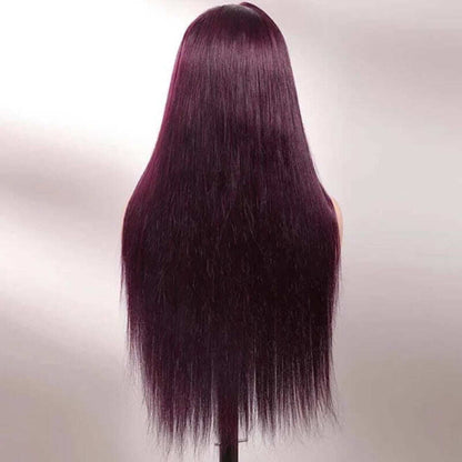Black Cherry Dark Purple Sugar Plum  Straight 13x6 HD Lace Front Wigs Human Hair Wigs