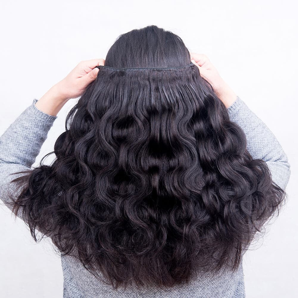 (B1) Body Wave 4 Bundles With 4X4 Transparent Lace Closure Brazilian Human Hair