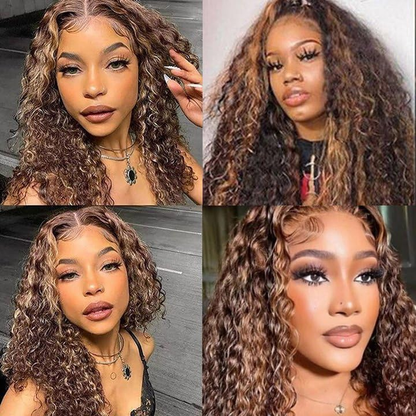 P4/30 Water Wave 3 Bundles 10A Highlight Brown Virgin Human Hair Weaving (No Code Need)