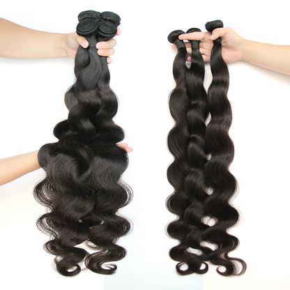 (B1) Body Wave 4 Bundles With 4X4 Transparent Lace Closure Brazilian Human Hair