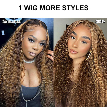 Pull & Go Glueless Wig 13x6 Highlight 4/27 Color Deep Wave Invisible Knots Natural Hairline