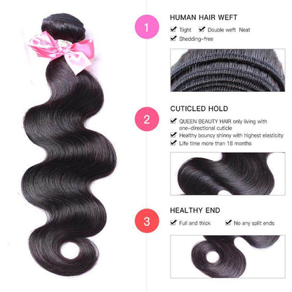(B1) Indian Body Wave 4 Bundles Virgin Human Hair Extension