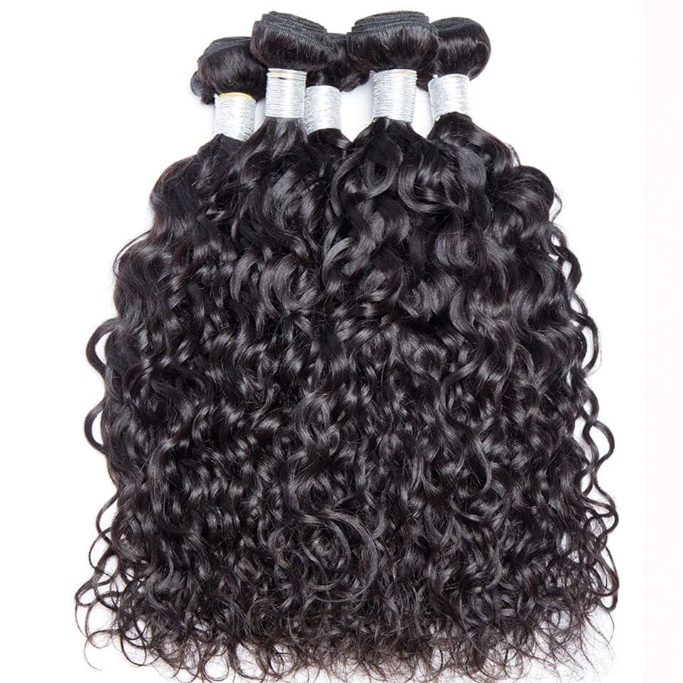 Water Wave 3 Bundles With 4x4 Lace Closure Brazilian Human Hair