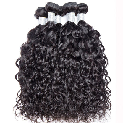 Water Wave 3 Bundles With 4x4 Lace Closure Brazilian Human Hair